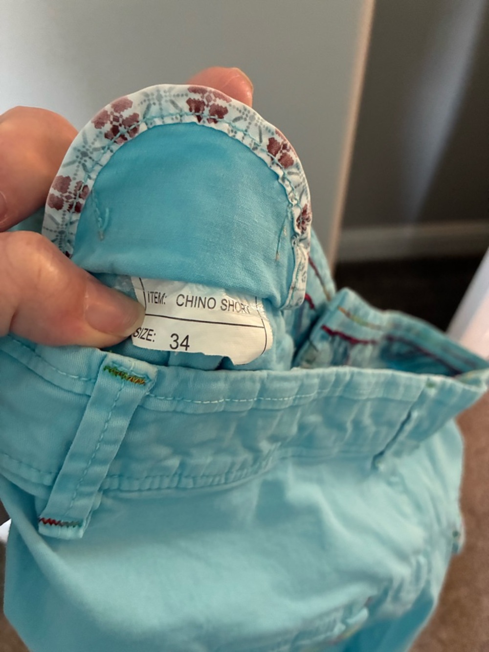 Men's Light Aqua Chino Shorts - Flat Front Casual Wear - Picture 6 of 6
